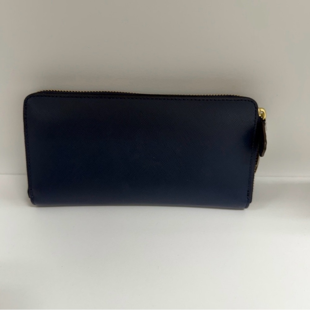 NWT Coach Navy Blue Zip Around Wallet Gold Hardware Leather Wallet - Picture 7 of 7